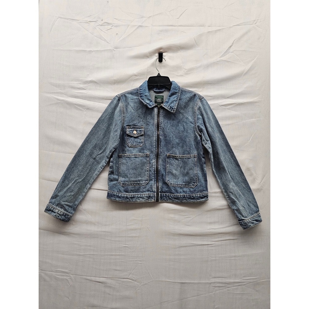 Wild Fable Womens Zip Front Denim Jacket Blue Cotton Casual Size Small